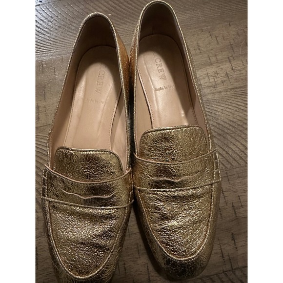 J.CREW Gold Metallic Leather Loafers - Made in Italy - Size 9.5 - Picture 4 of 4